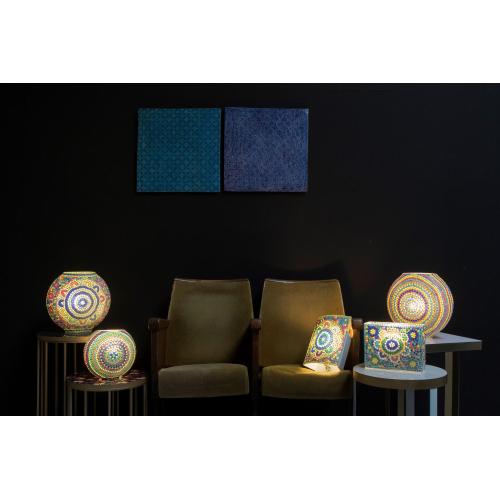 Colored Mandala Handmade Lamp in mosaic glass h. 21 cm.