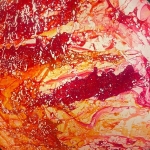 Lampada da tavolo in vetro dipinta Orion h. 45 cm.