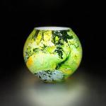 Lampada da tavolo in vetro dipinta Nebula h. 23 cm.