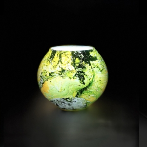 Lampada da tavolo in vetro dipinta Nebula h. 23 cm.