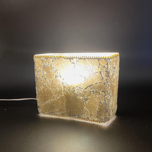 Lampada da tavolo in vetro mosaicata Glacial Gold h. 21 cm.