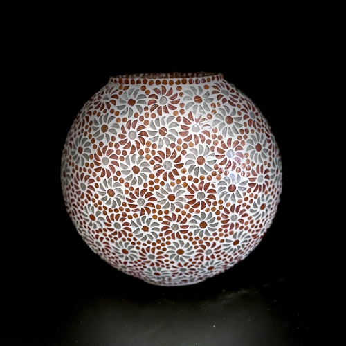 Lampada da tavolo in vetro mosaicata Orange blossom h. 32 cm.