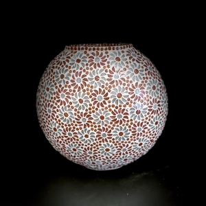 Lampada da tavolo in vetro mosaicata Orange blossom h. 32 cm.