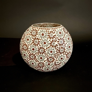 Lampada da tavolo in vetro mosaicata Orange blossom h. 23 cm.