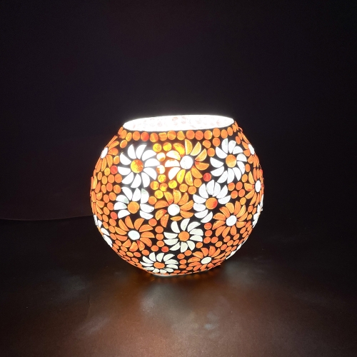 Lampada da tavolo in vetro mosaicata Orange blossom h. 17 cm.