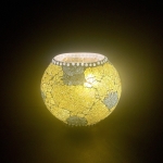 Lampada da tavolo in vetro mosaicata Yellow Craquelè h. 17 cm.