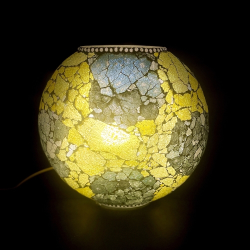 Lampada da tavolo in vetro mosaicata Yellow Craquelè h. 32 cm.
