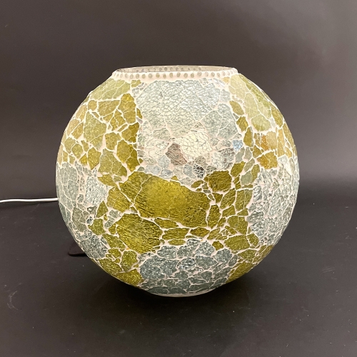 Lampada da tavolo in vetro mosaicata Yellow Craquelè h. 32 cm.