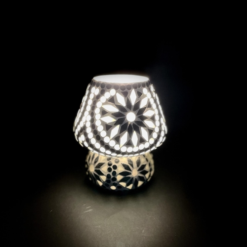 Lampada da tavolo in vetro mosaicata Yin & Yang h. 17 cm.