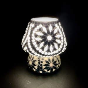 Lampada da tavolo in vetro mosaicata Yin & Yang h. 23 cm.