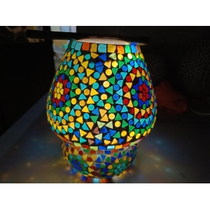 Wheel Mandala Handmade Lamp in mosaic glass h. 25 cm.