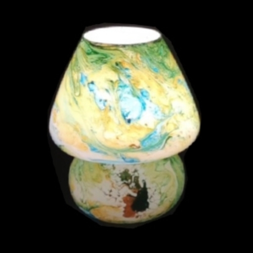 Lampada da tavolo in vetro dipinta Nebula h. 32 cm.