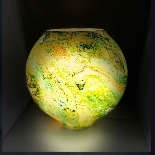 Lampada da tavolo in vetro dipinta Nebula h. 32 cm.