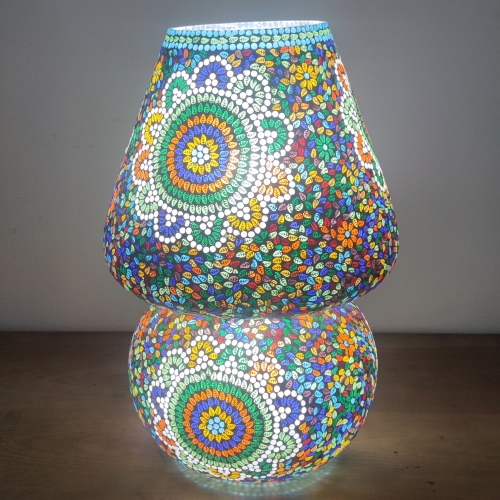 Colored Mandala Handmade Lamp in mosaic glass h. 64 cm.