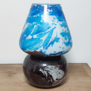 Neptune Handmade Lamp in painted glass h. 64 cm.