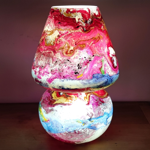 Lampada da tavolo in vetro dipinta Pyxis h. 64 cm.