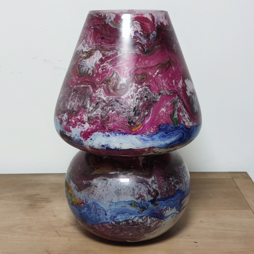 Lampada da tavolo in vetro dipinta Pyxis h. 64 cm.