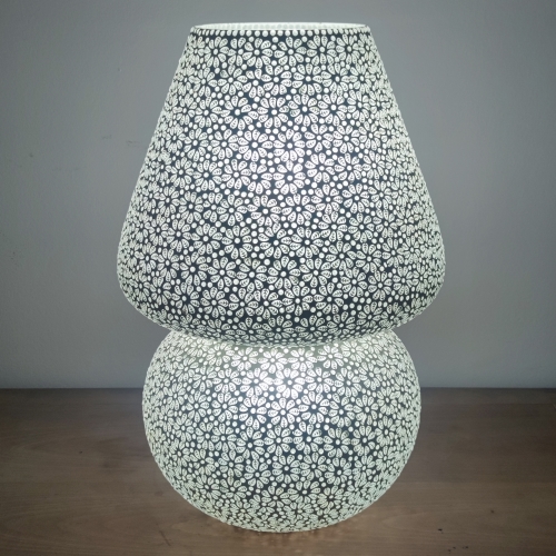 White Daisy Handmade Lamp in mosaic glass h. 64 cm.