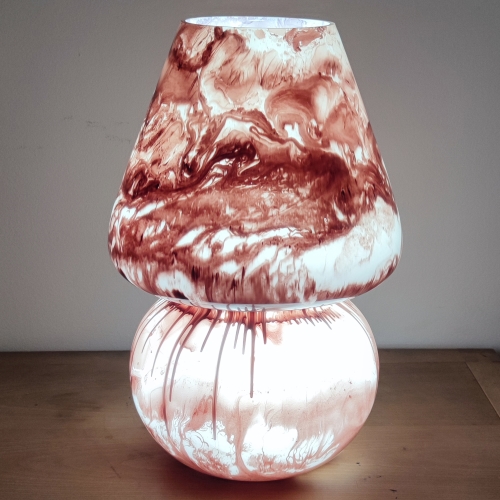 Lampada da tavolo in vetro dipinta h. 64 cm.