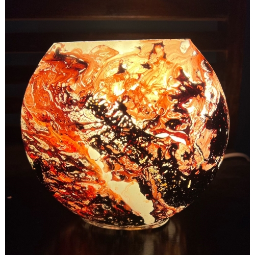 Lampada da tavolo in vetro dipinta Virgo h. 17 cm.