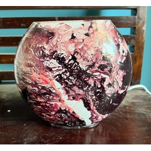 Lampada da tavolo in vetro dipinta Virgo h. 17 cm.