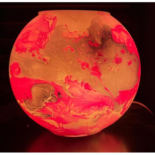 Rose Handmade Lamp in painted glass h. 32 cm.