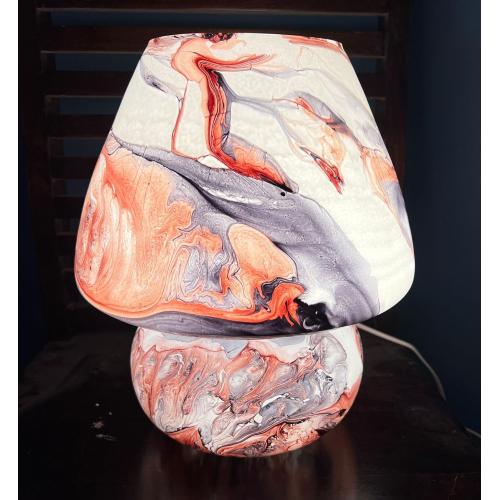 Lampada da tavolo in vetro dipinta Marmo h. 32 cm.
