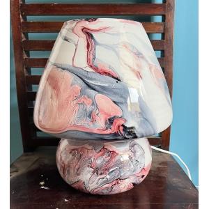 Lampada da tavolo in vetro dipinta Marmo h. 32 cm.