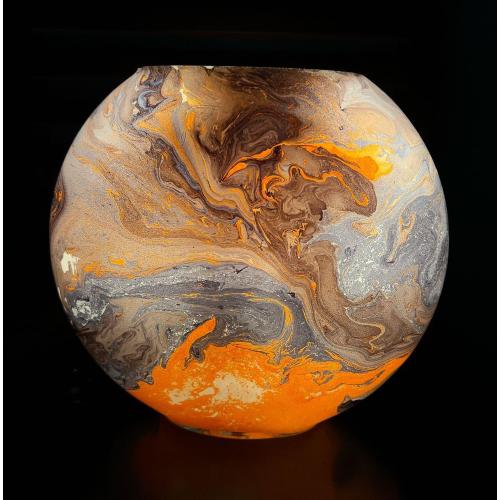 Lampada da tavolo in vetro dipinta Sabbia deserto h. 23 cm.