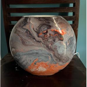 Lampada da tavolo in vetro dipinta Sabbia deserto h. 23 cm.