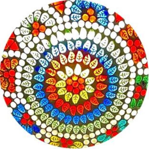 Colored mandala Handmade Lamp in mosaic glass h. 32 cm.