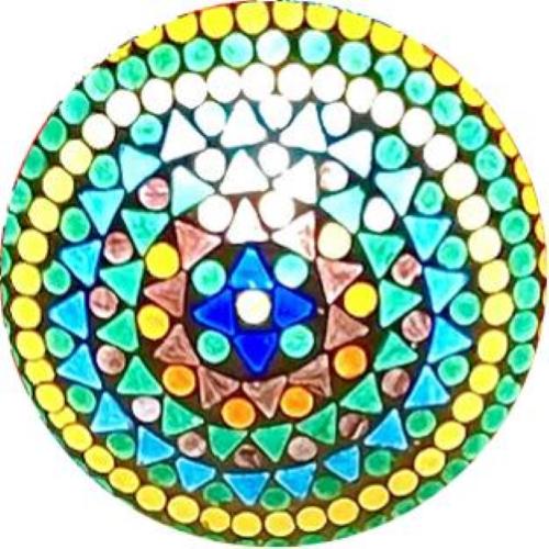 Lampada da tavolo in vetro mosaicata Wheel Mandala h. 32 cm.