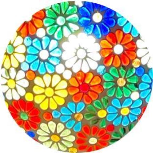 Lampada da tavolo in vetro mosaicata Flower Garden h. 21 cm.