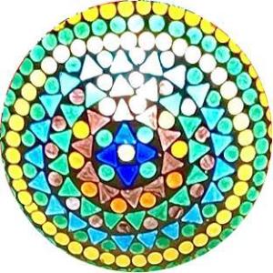 Lampada da tavolo in vetro mosaicata Wheel Mandala h. 17 cm.