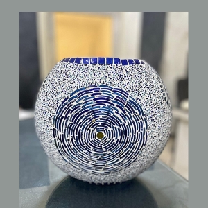 Blue Churi Handmade Lamp in mosaic glass h. 23 cm.