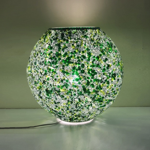 Lampada da tavolo in vetro mosaicata Forest Glow h. 32 cm.
