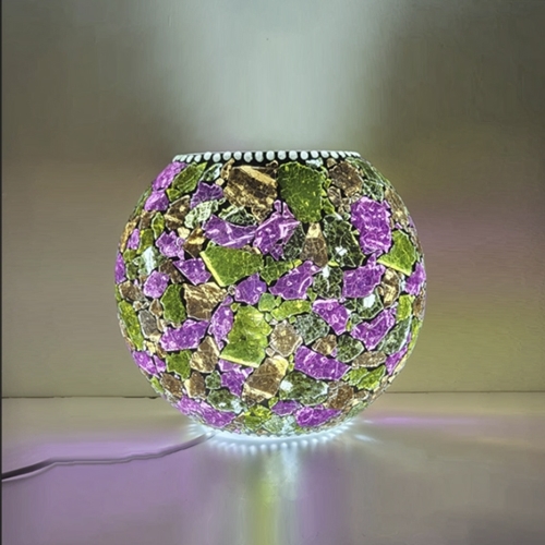 Lampada da tavolo in vetro dipinta Tropical Bloom h. 23 cm.