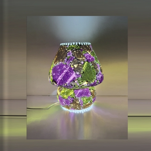 Tropical Bloom Handmade Lamp in painted glass h. 17 cm.