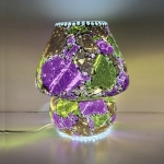 Lampada da tavolo in vetro dipinta Tropical Bloom h. 32 cm.