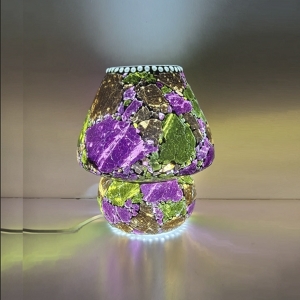 Lampada da tavolo in vetro dipinta Tropical Bloom h. 23 cm.