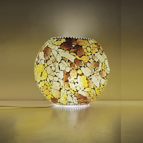Lampada da tavolo in vetro mosaicata Amber Flame h. 23 cm.