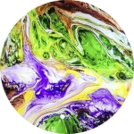 Lampada da tavolo in vetro dipinta Earth Bloom h. 32 cm.