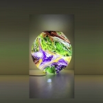 Lampada da tavolo in vetro dipinta Earth Bloom h. 17 cm.