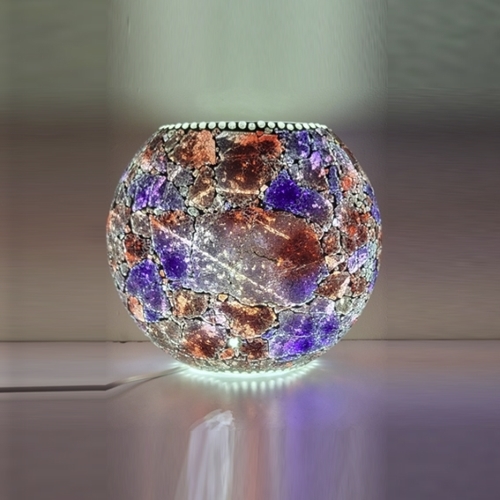 Lampada da tavolo in vetro dipinta Velvet Sky h. 17 cm.