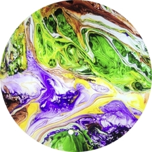 Lampada da tavolo in vetro dipinta Earth Bloom h. 32 cm.