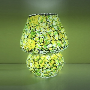 Lampada da tavolo in vetro mosaicata Green Glow h. 32 cm.