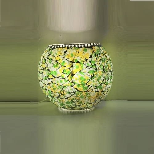 Lampada da tavolo in vetro mosaicata Green Glow h. 17 cm.