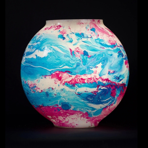 Lampada da tavolo in vetro dipinta Alpha Centauri h. 32 cm.