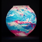 Lampada da tavolo in vetro dipinta Alpha Centauri h. 32 cm.