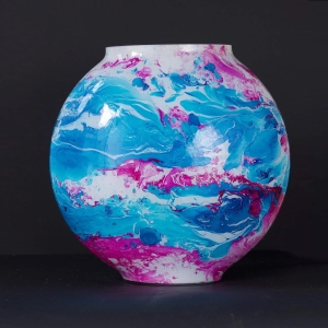 Lampada da tavolo in vetro dipinta Alpha Centauri h. 32 cm.